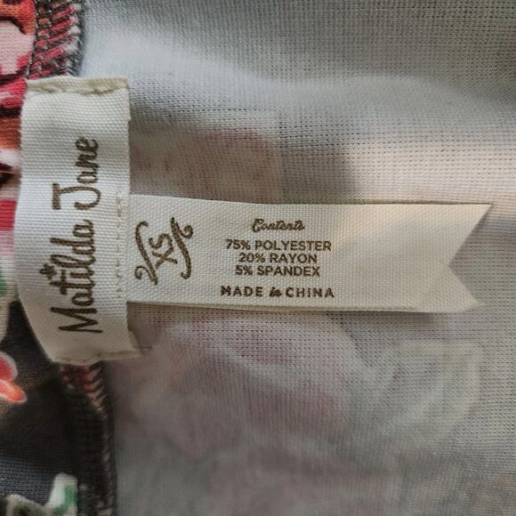 Matilda Jane XS Womens Skirt Cheryl Skater Pocket Gray Floral Leaves - Picture 5 of 6